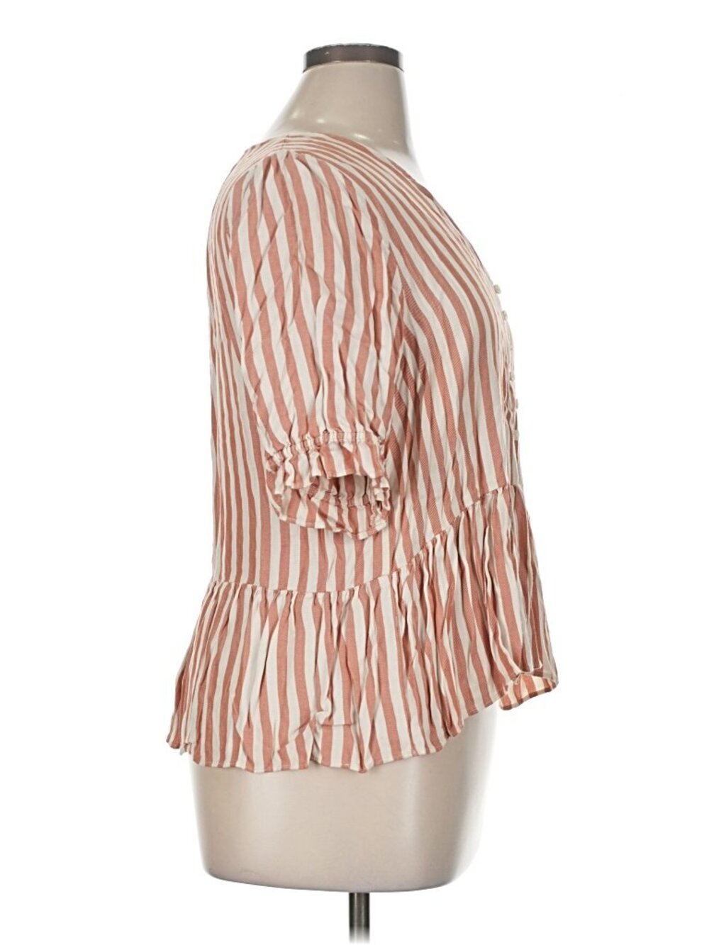 Madewell Peplum Blouse; Short Ruffle Sleeves; Red & White Stripes; EUC; XL - Picture 3 of 4